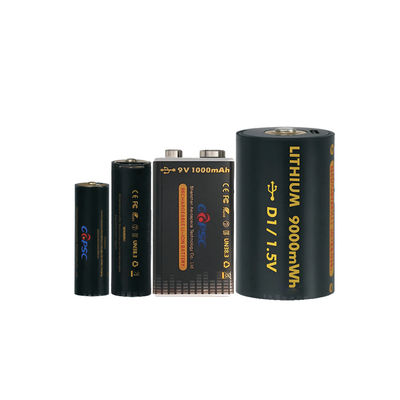 1.5V 6000mwh~9000mwh यूएसबी रिचार्जेबल लिथियम आयन बैटरी